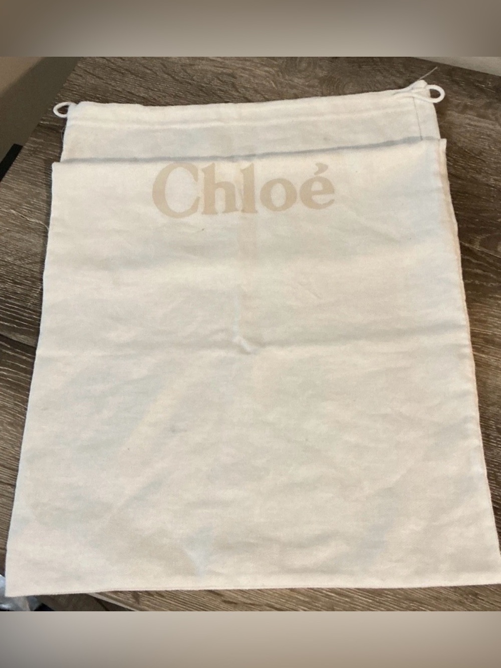 Chloe Cream Dustbag with Logo 12x25 Drawstring Closure Dust Bag